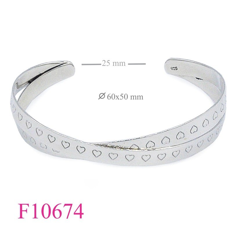 Heart Bangle, Cross Bangle, flat wires.