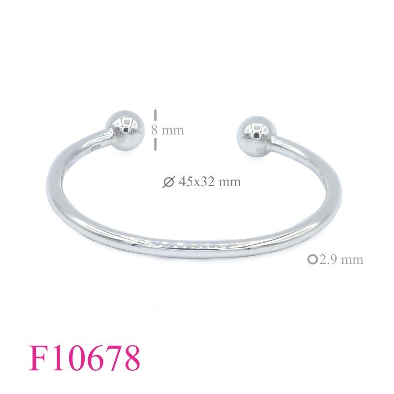 Bangle, 2.9x43x32mm solid wire and ball ends.