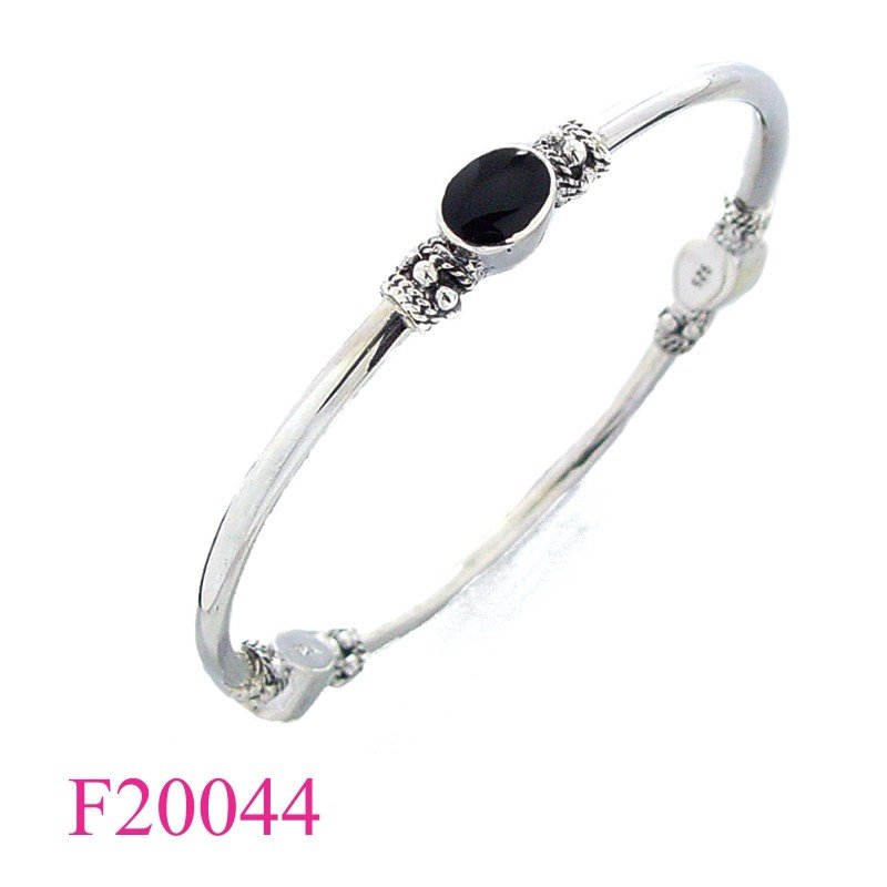 Bangle, Bali design 3 oval stones.
