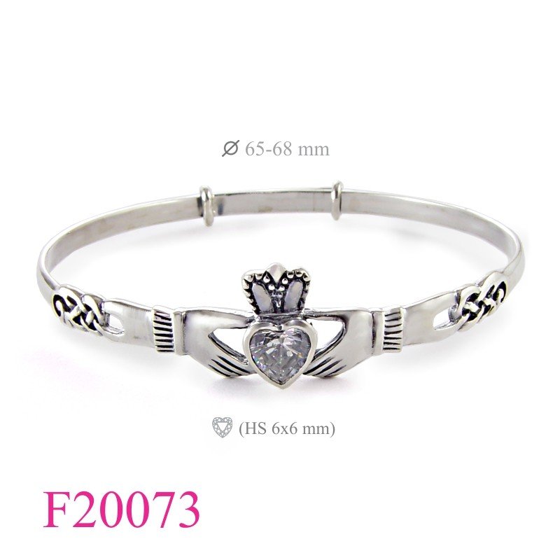 Bangle, Claddha with 6mm heart stone.