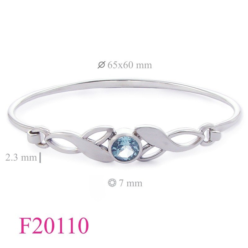 Bangle, 2 leaves design with 7mm round stone.