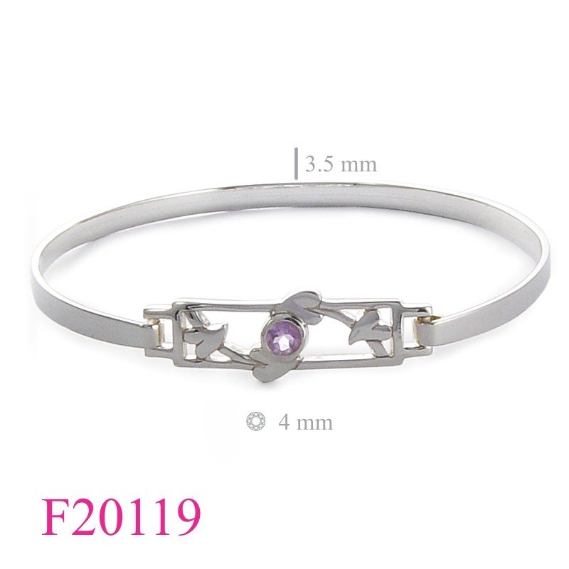 Mackintosh Bangle, rectagular Mackintosh design with 4mm stone.