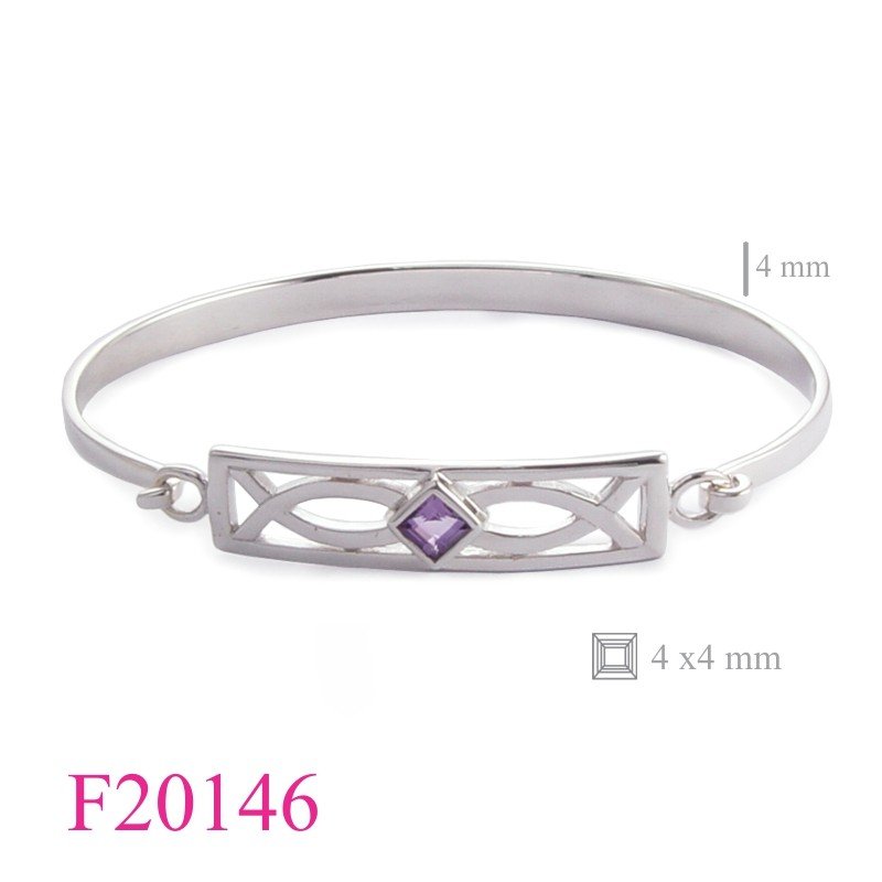 Bangle, rectangle with 4mm square stone.