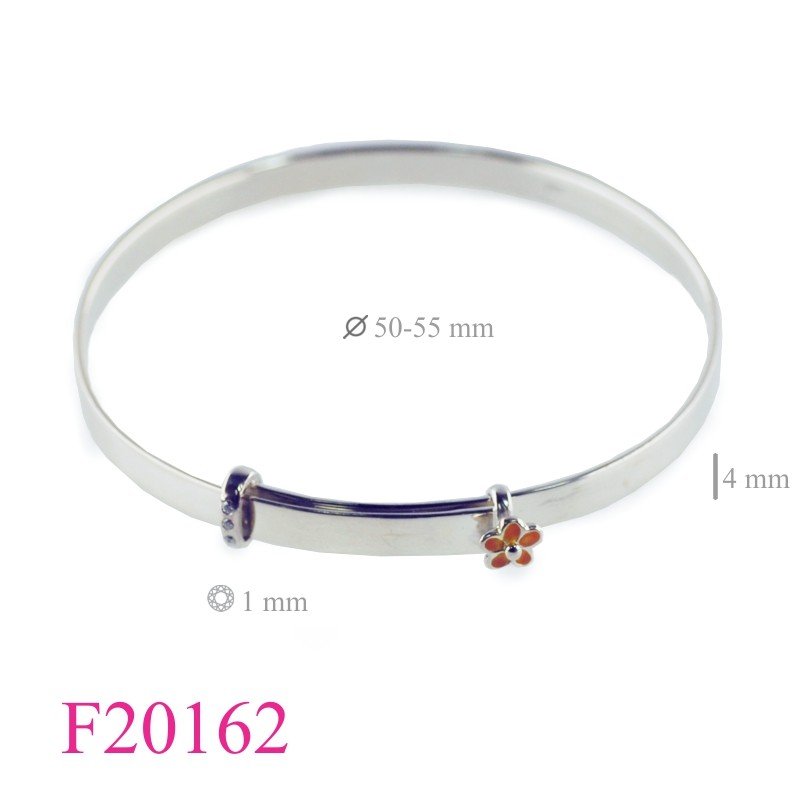 Bangle, 4x50mm adjustable band and enamel flower.