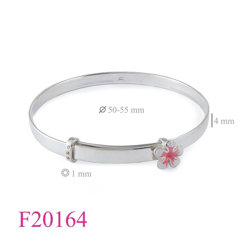 Flower Bangle, 4x50mm adjustable band and enamel champac flower.