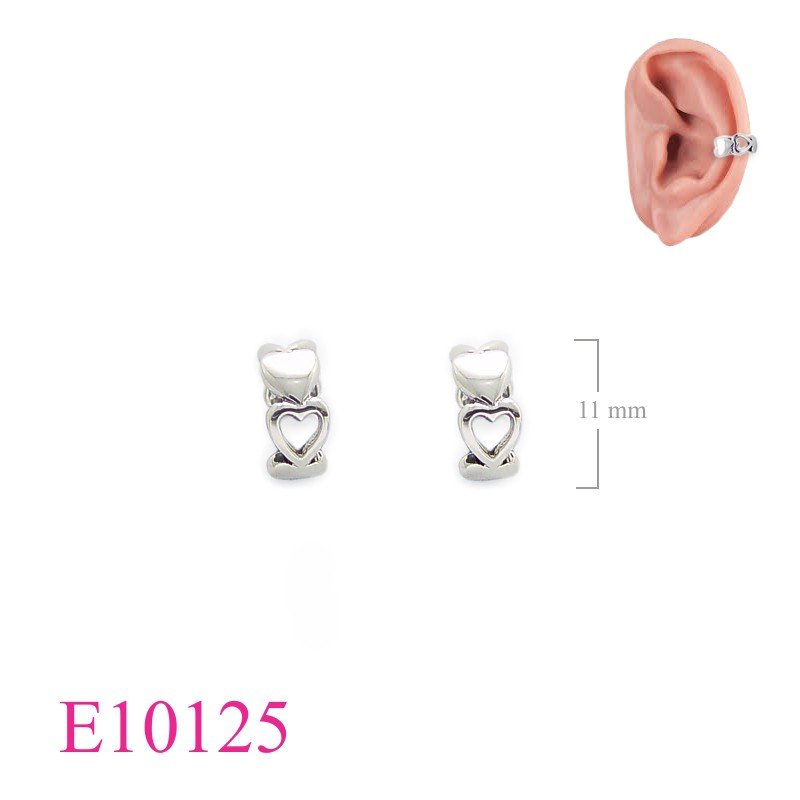 Earrings, ear cuff, hearts.