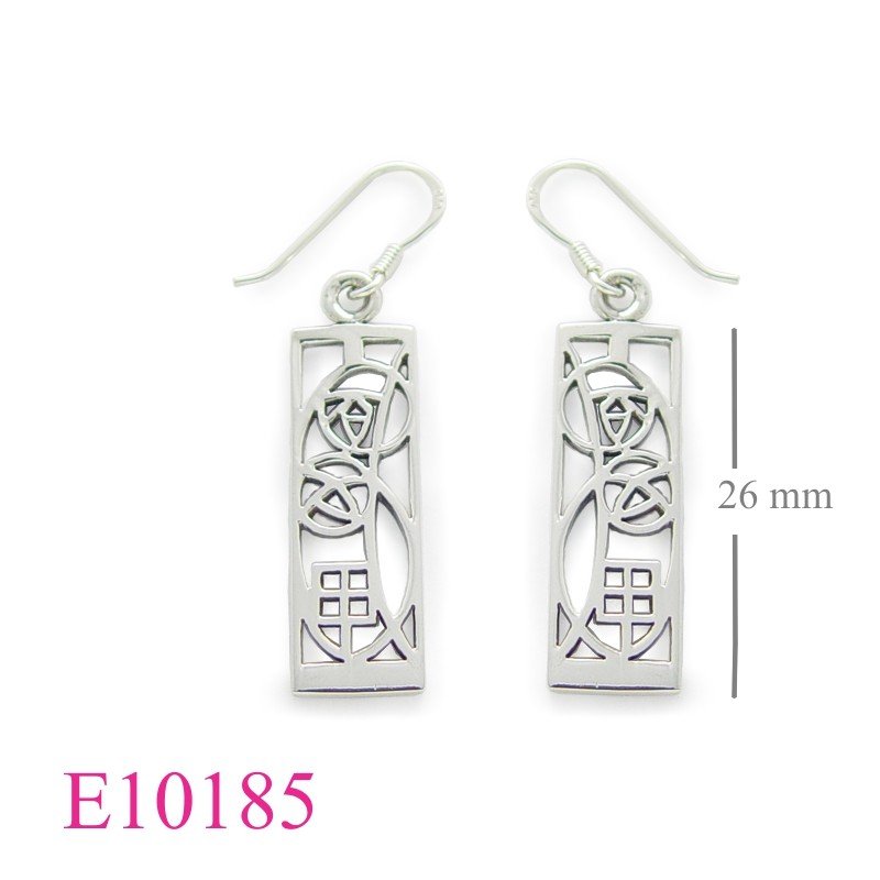 Earrings, rectangular Mackintosh design.