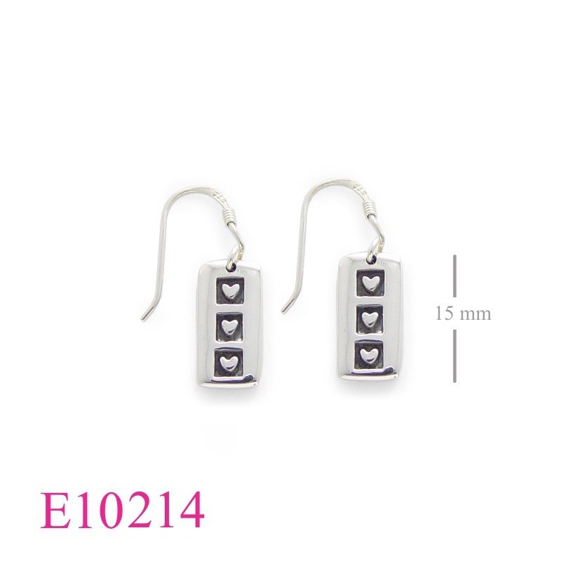 Earrings, 3 hearts.
