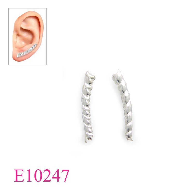 Earrings, hearts clip along ear.