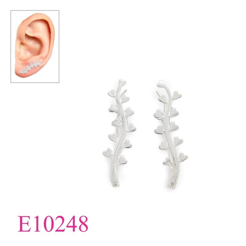 Earrings, 10 hearts clip along ear.