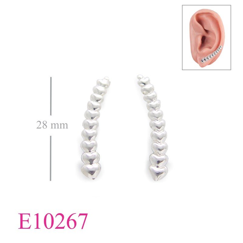 Earrings, heart line ear pin.