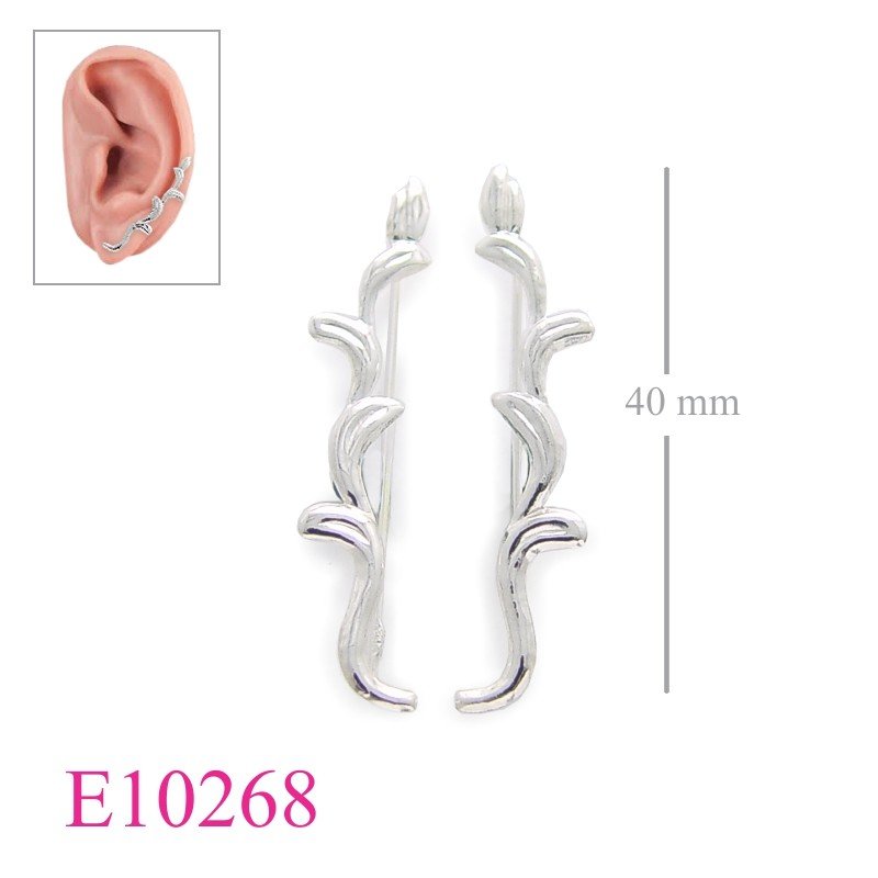 Earrings, flower stem ear pin.