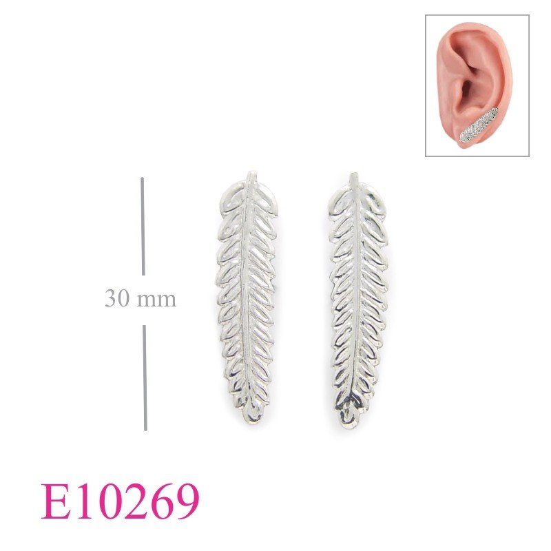 Earrings, fern ear pin.