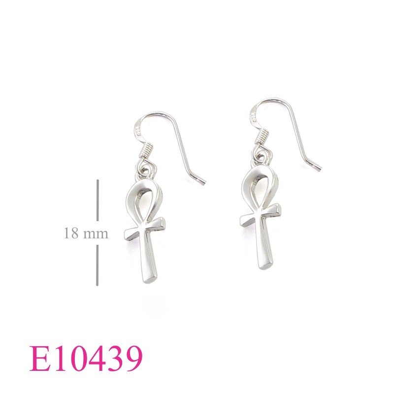 Earrings, ankh.