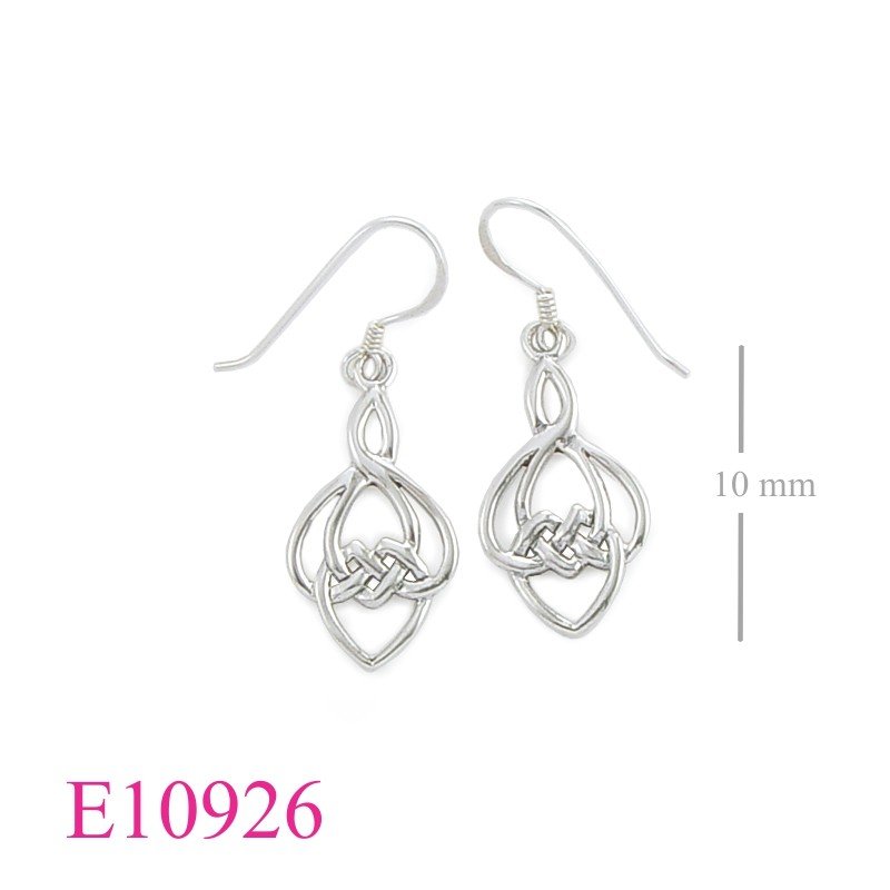 Earrings, horizontal Celtic sailor's knot in large hoops.