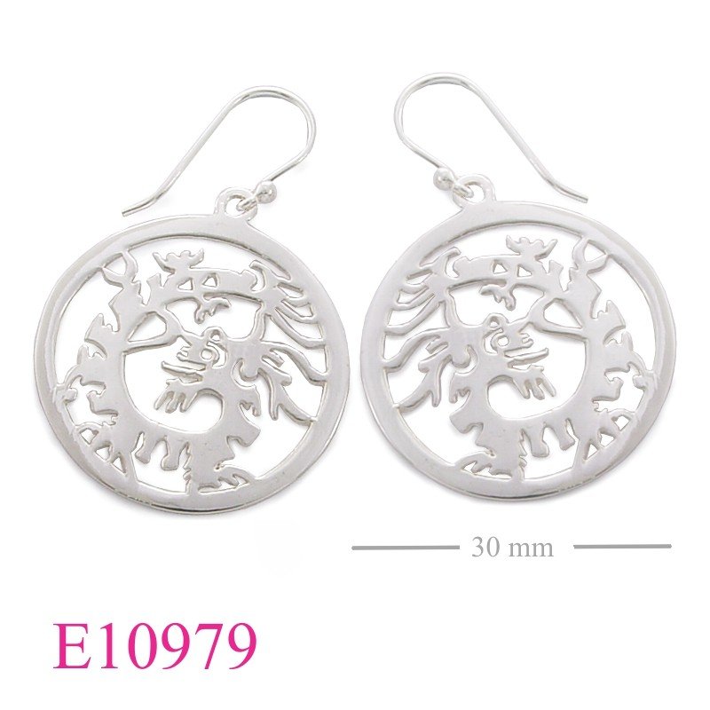 Earrings, dragon stencil.