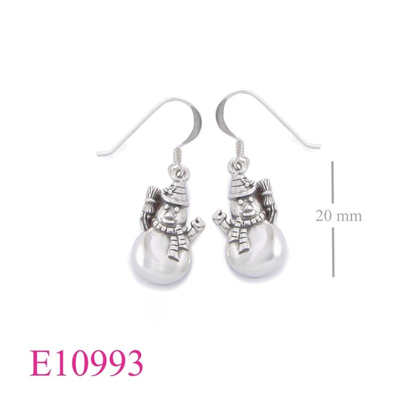 Earrings, snowman.