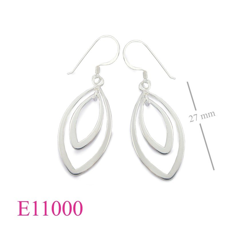 Earrings, 2 hanging marquise shape.