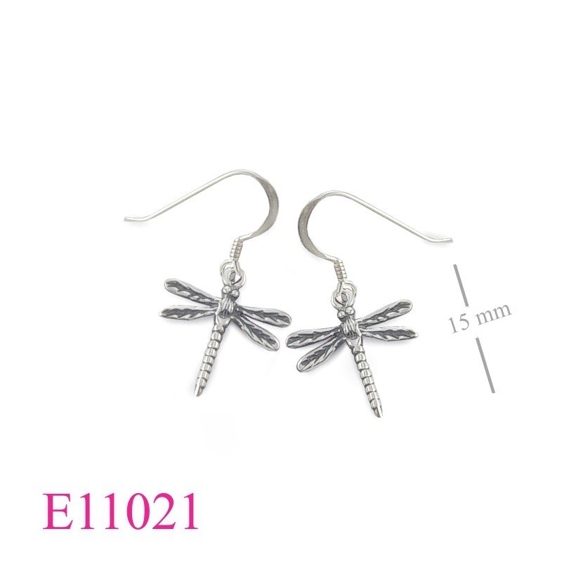Earrings, 15mm dragonfly.