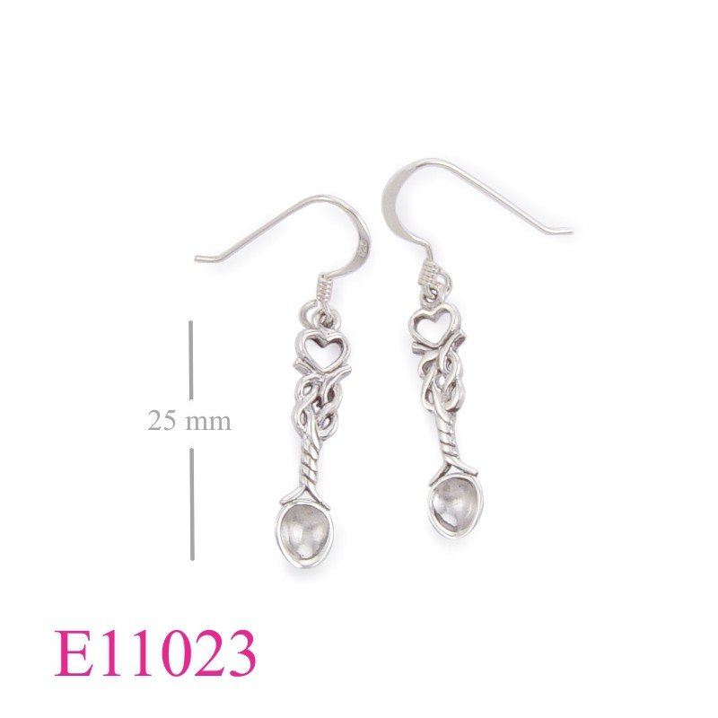Earrings, love spoon.