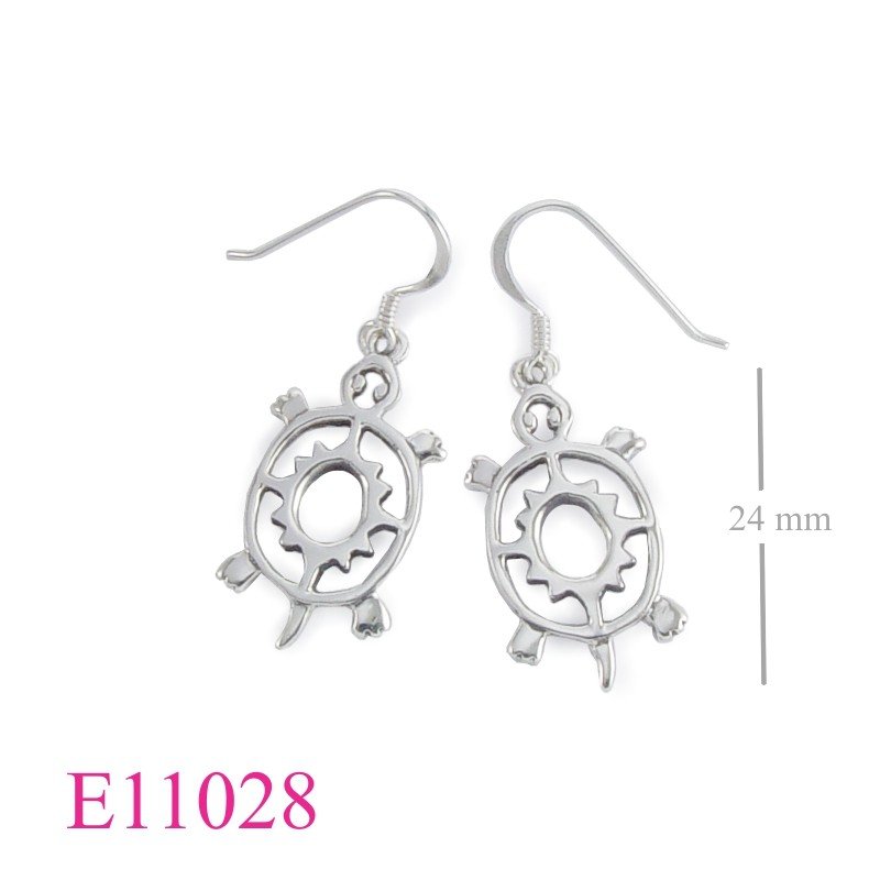 Earrings, cut out design turtle.