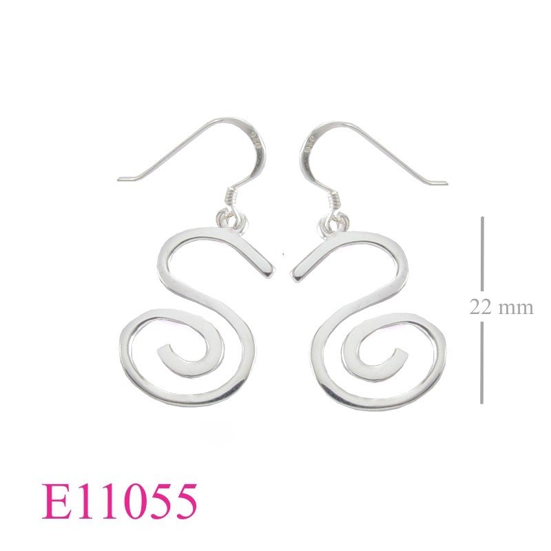 Earrings, "S" shape.