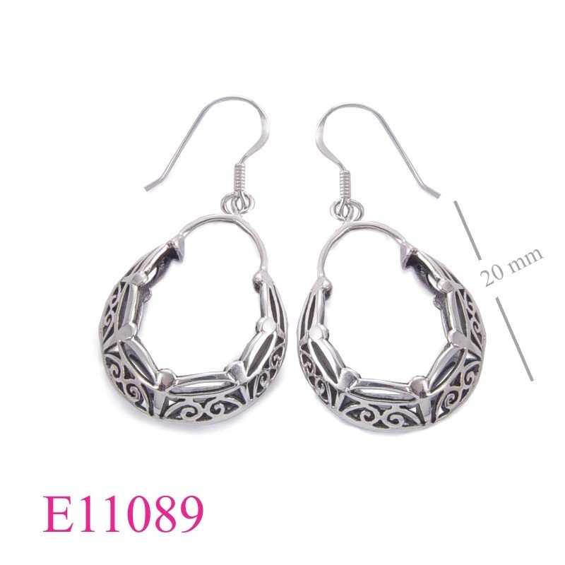 Earrings, cut out design hoop.