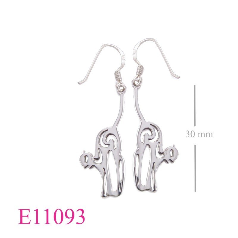 Earrings, cat cut out design.