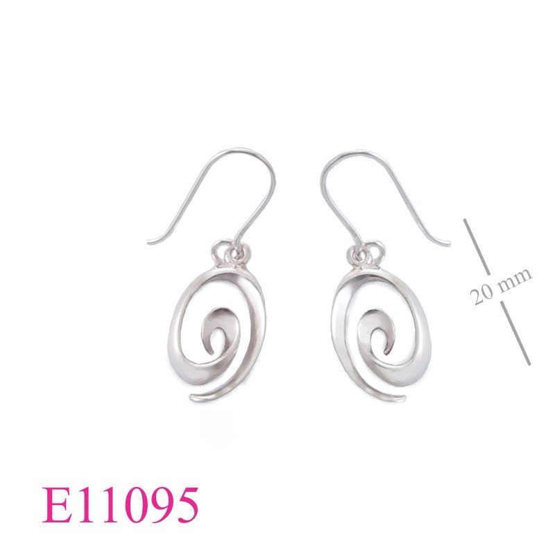 Earrings, swirl oval.