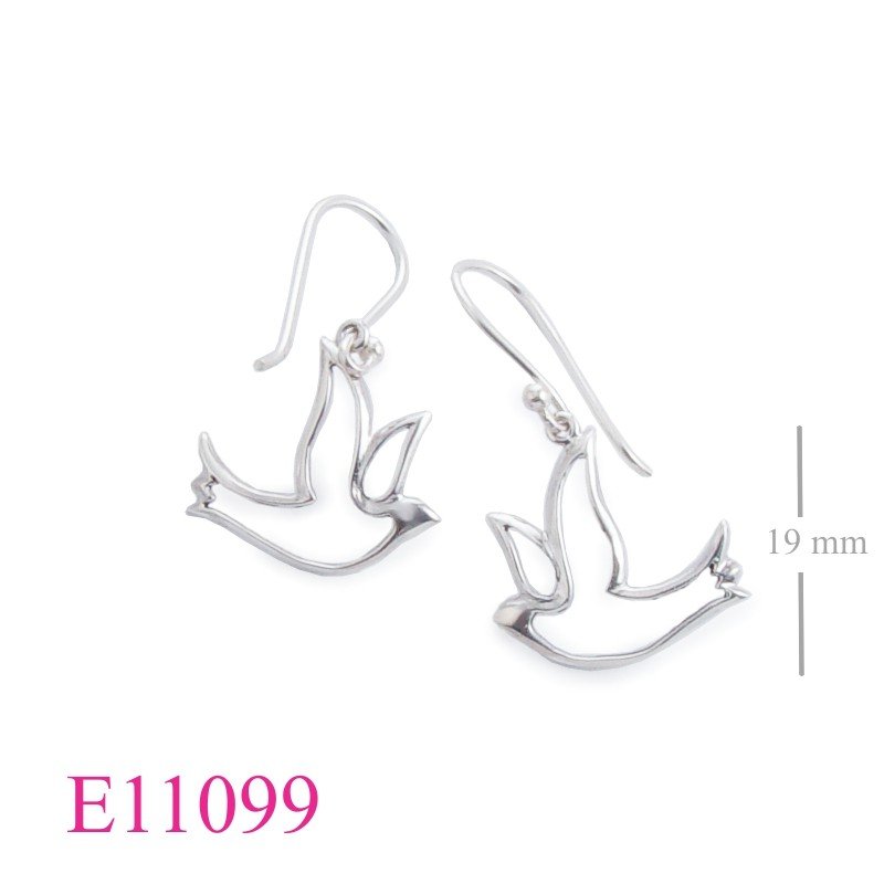 Earrings, cut out bird design.