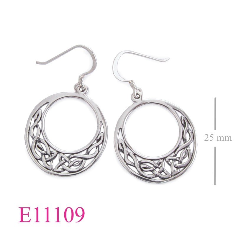 Earrings, roune cut out Celtic design.