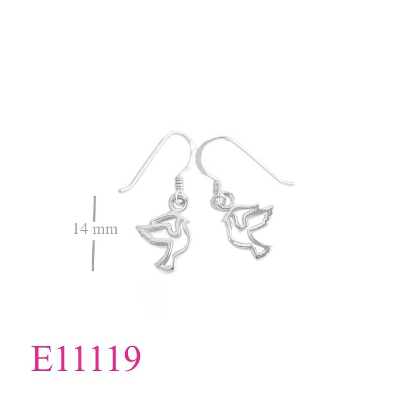 Earrings, cut out bird.