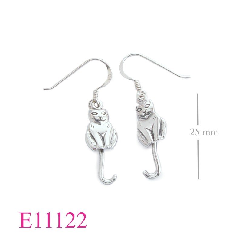 Earrings, movable tail cat.