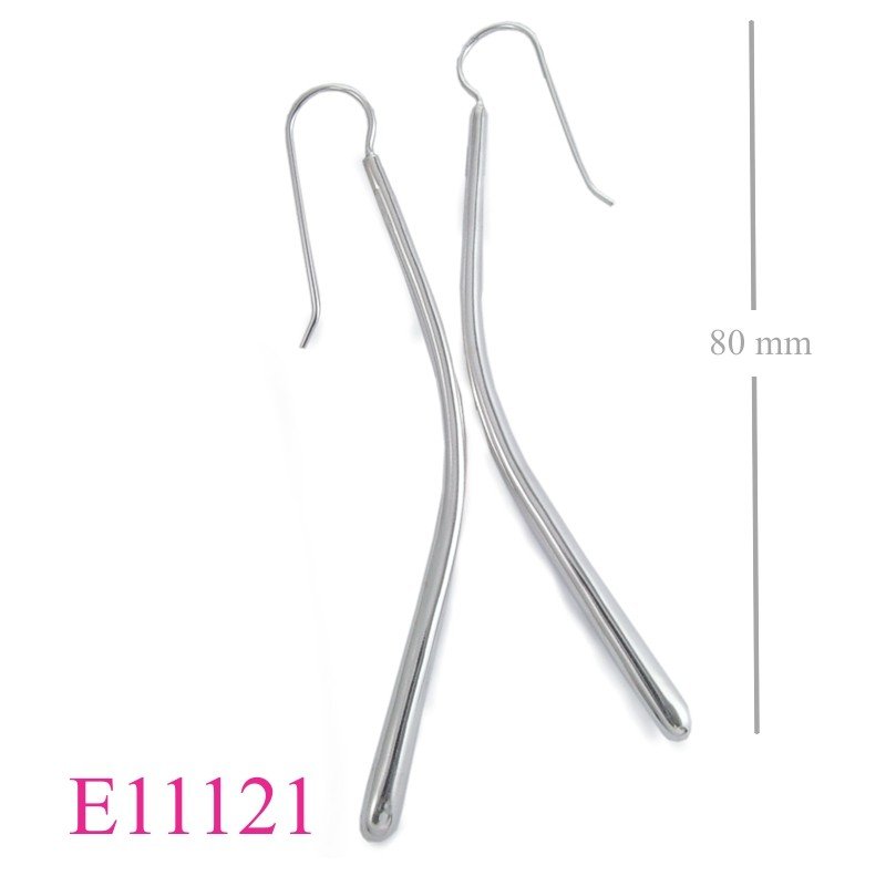 Earrings, long curved drop shape.