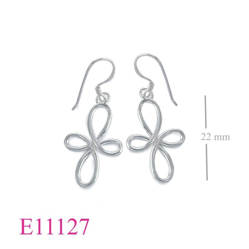 Earrings, wire cross.