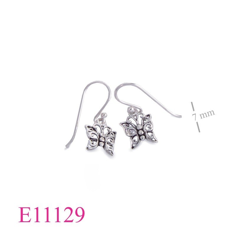 Earrings, butterfly cut out design.