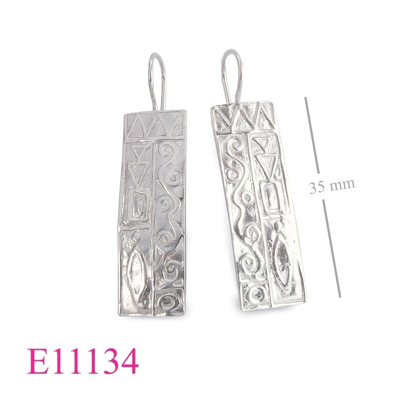 Earrings, 12x36mm rectangle graphic design.