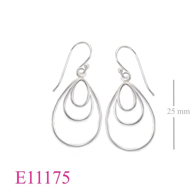 Earrings, 3 drop shape wires.