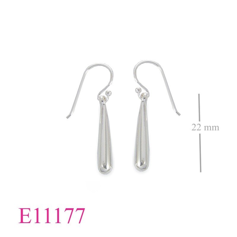 Earrings, 4x19mm long drop and ball hook.