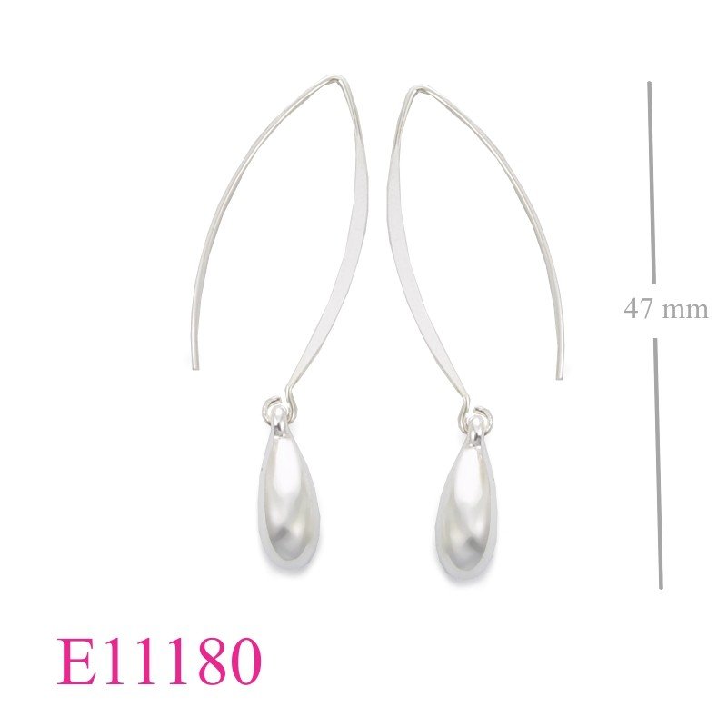 Earrings, 4.5x20mm long drop and flat hook.