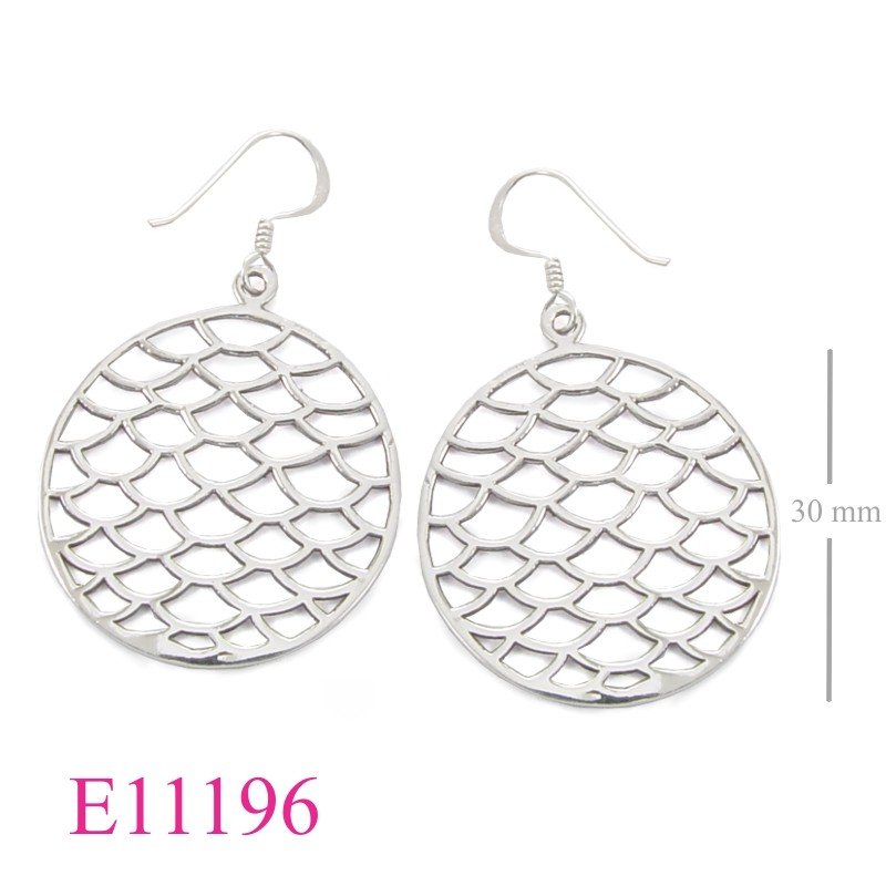 Earrings, 27mm cut out fish scales design.