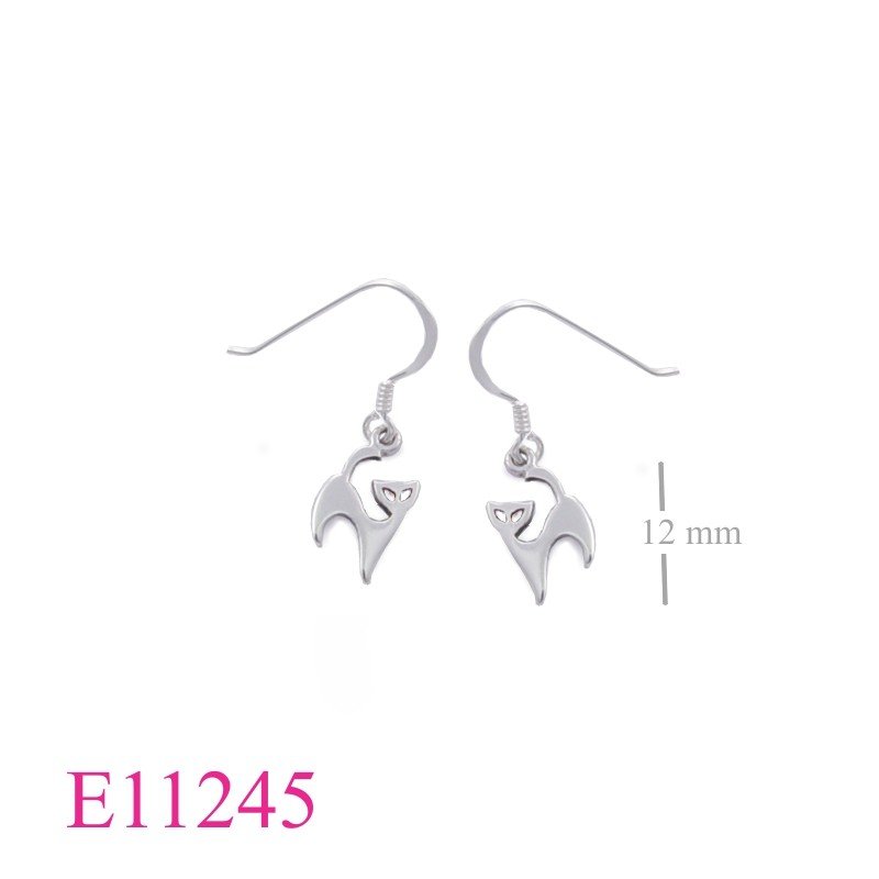 Earrings, flat cat.