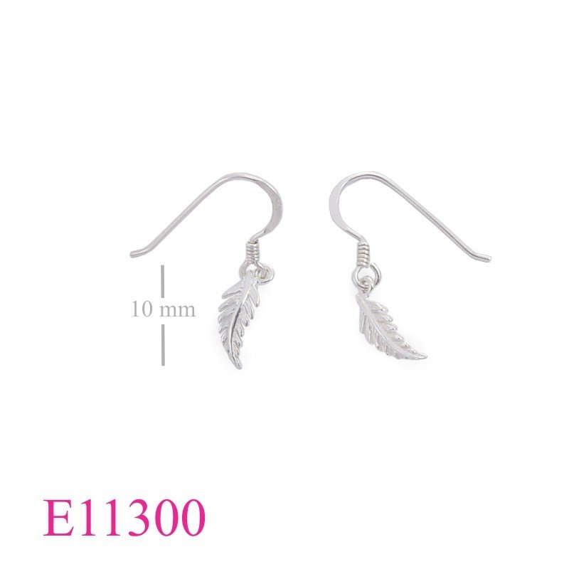 Earrings, 10mm fern.
