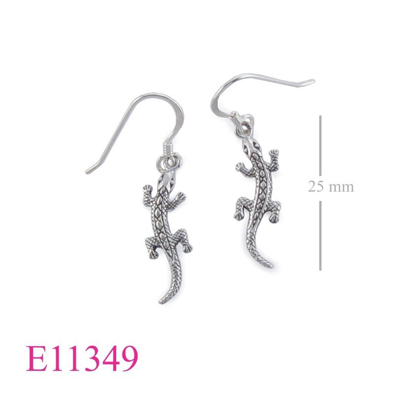 Earrings, lizard.