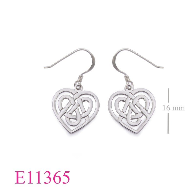 Celtic Earrings, Heart Earrings, 15mm Celtic .