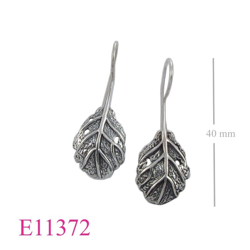 Earrings, leaf.