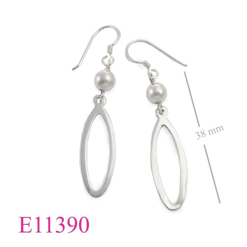 Earrings, oval loop and ball.