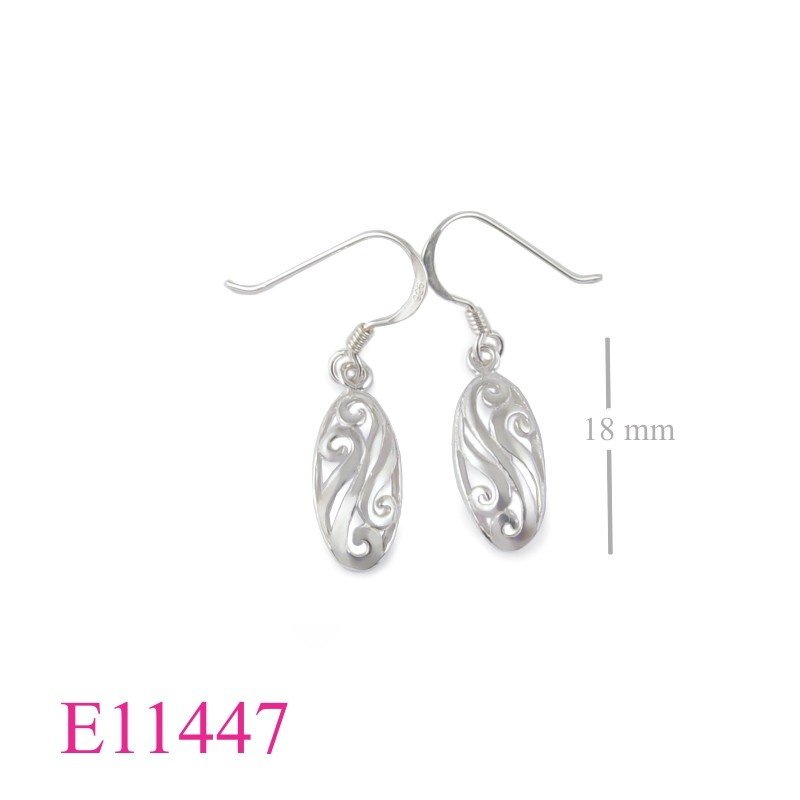 Earrings, cut out oval design.