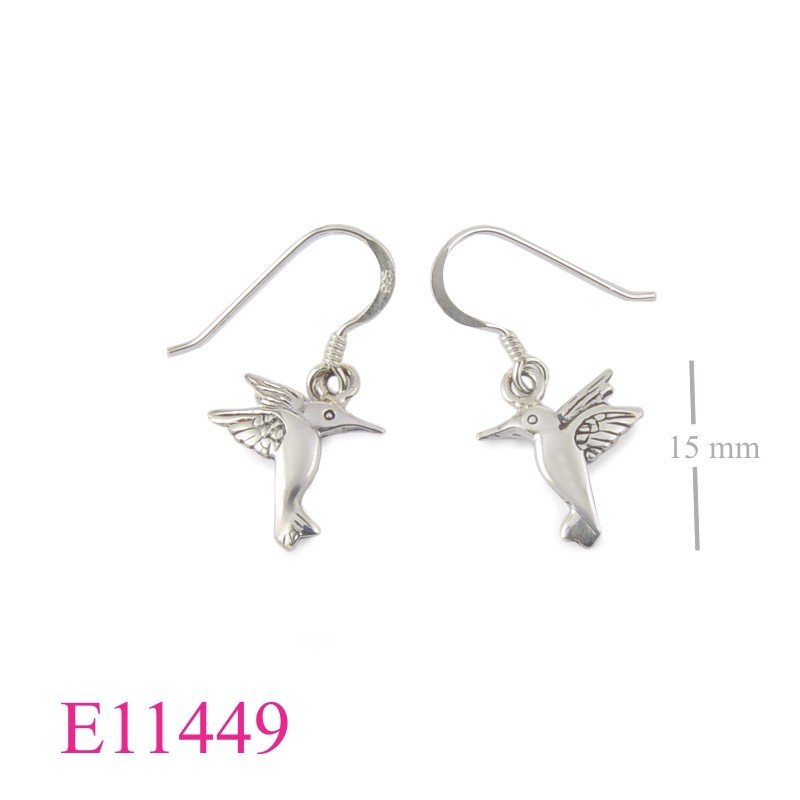 Earrings, humming bird.