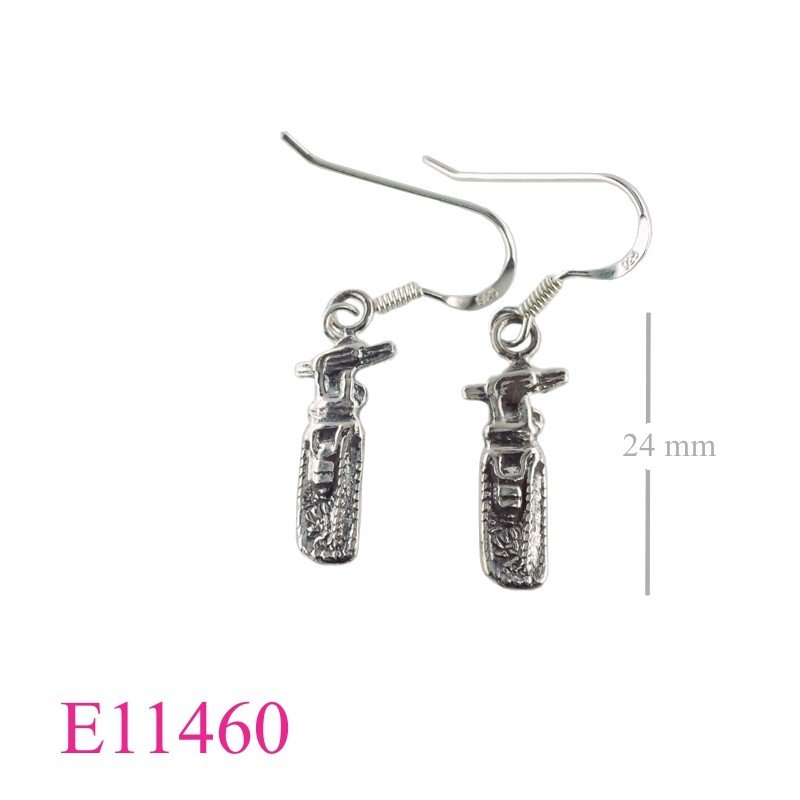 Earrings, golf bag.
